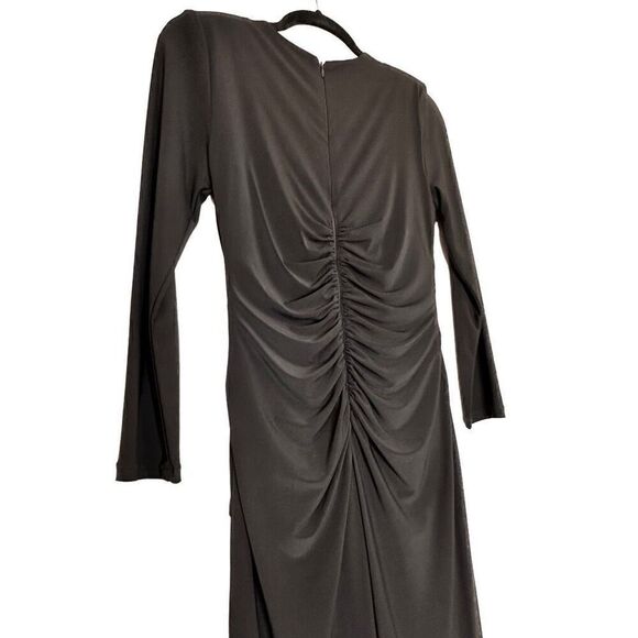 Xscape Embellished Gathered Front Long Sleeve Back Zip Maxi Dress Black Size 8 - Picture 2 of 6